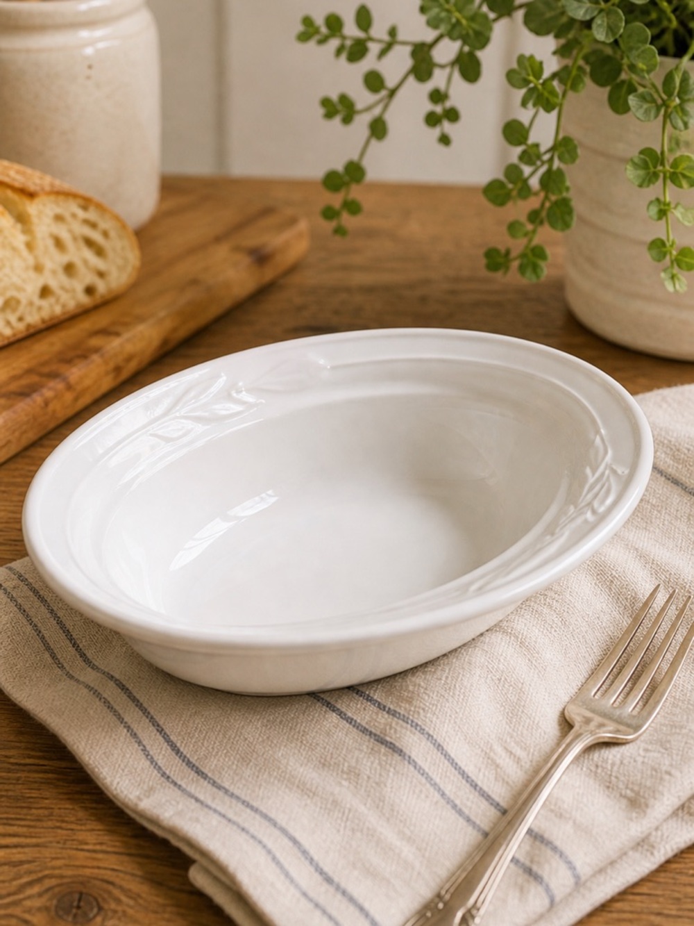 CorningWare Casual Elegance Oval Baker L-30 White 9.75” Vintage Serving Dish